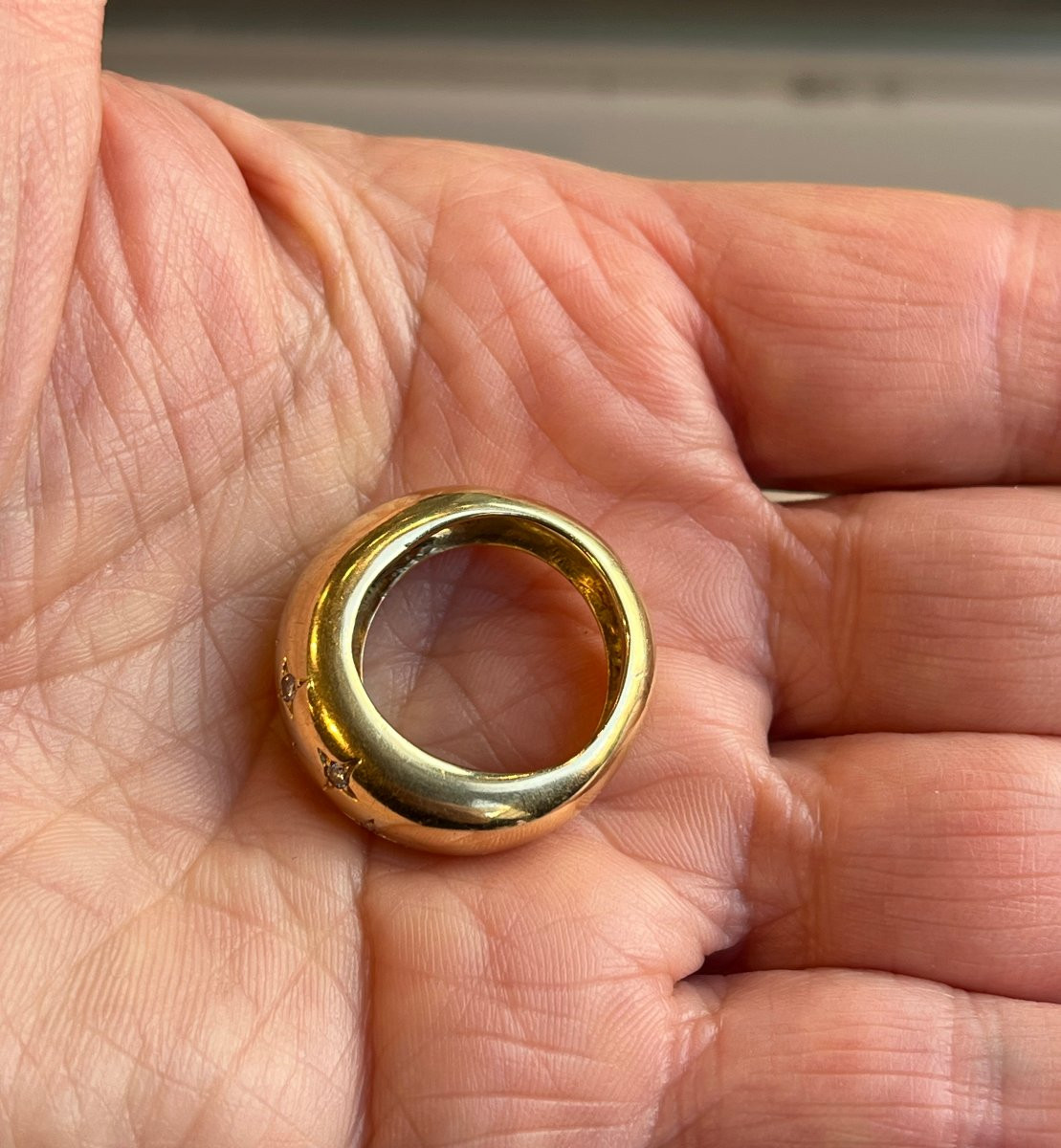 Bague jonc en or et diamants. XXè-photo-4