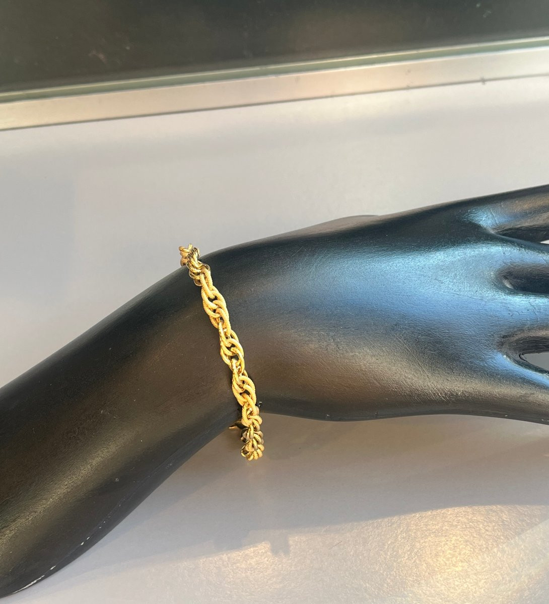 18k Gold Brass Bandette. 20th Century-photo-4