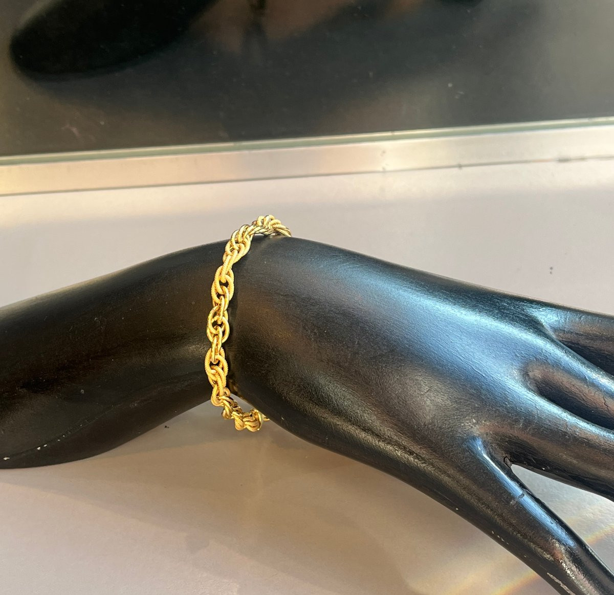 18k Gold Brass Bandette. 20th Century-photo-1