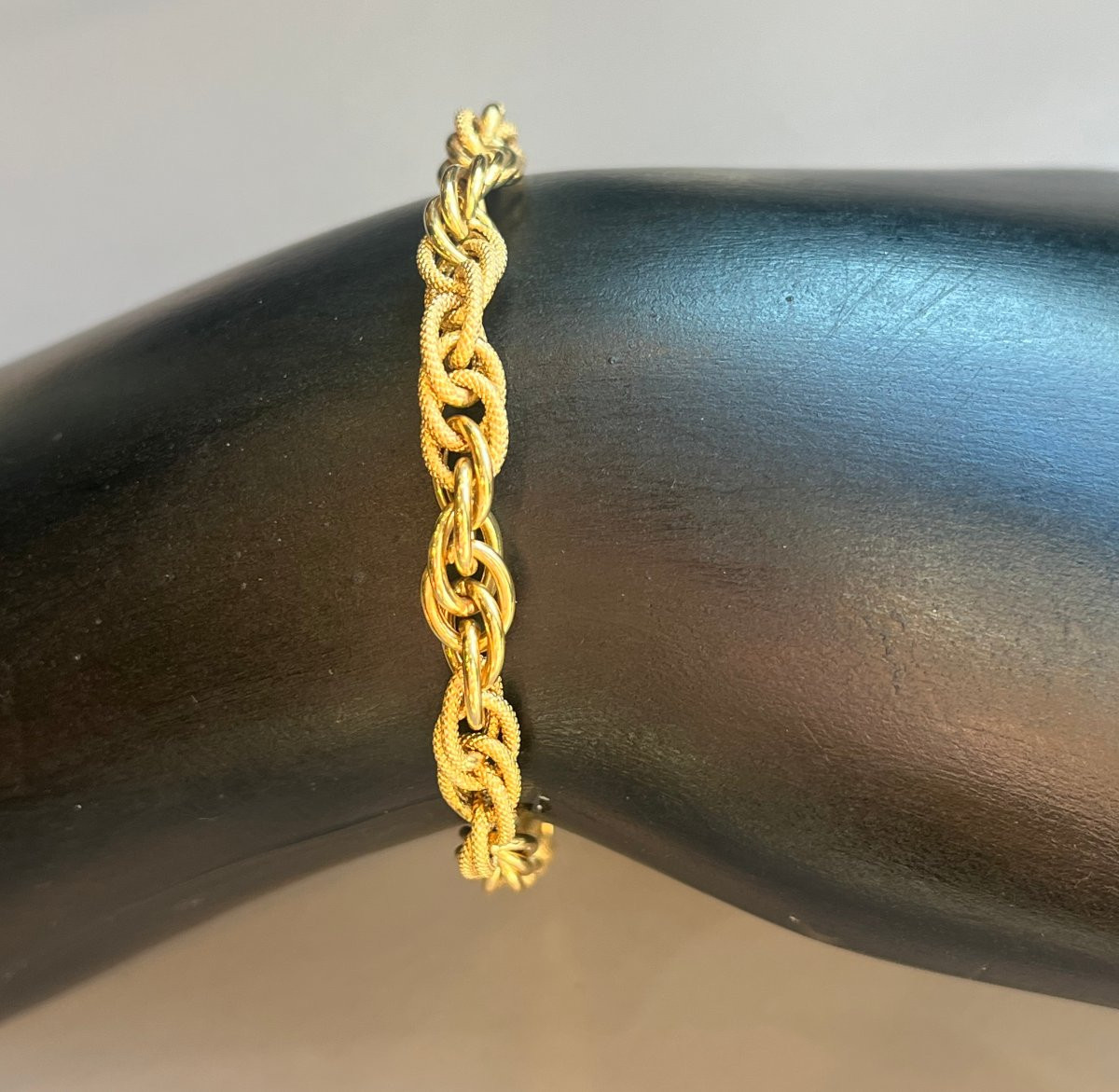 18k Gold Brass Bandette. 20th Century-photo-2