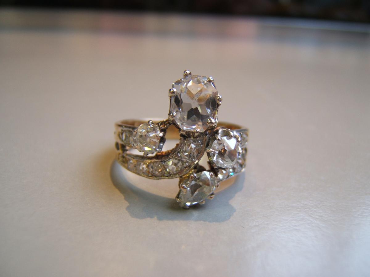 Bague ancienne or et diamants.XIXè-photo-2