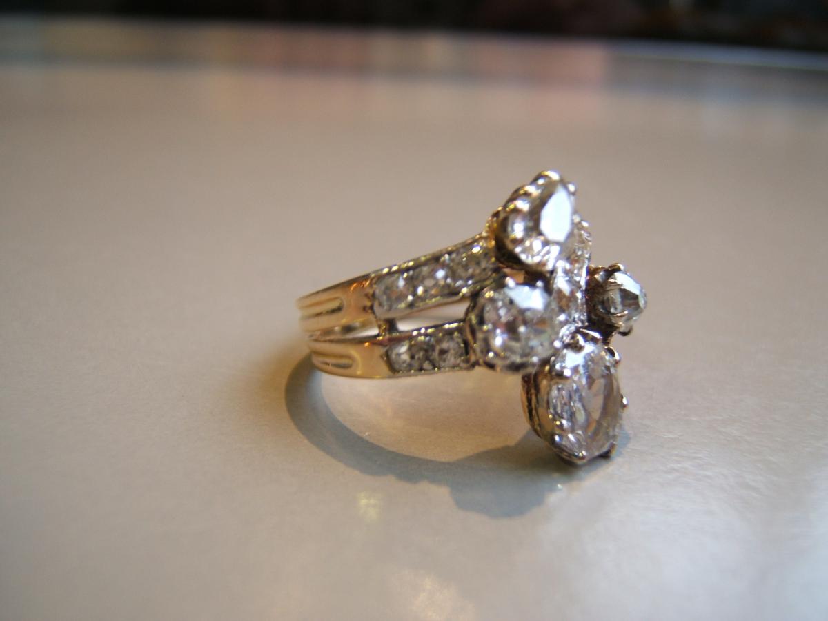 Bague ancienne or et diamants.XIXè-photo-4