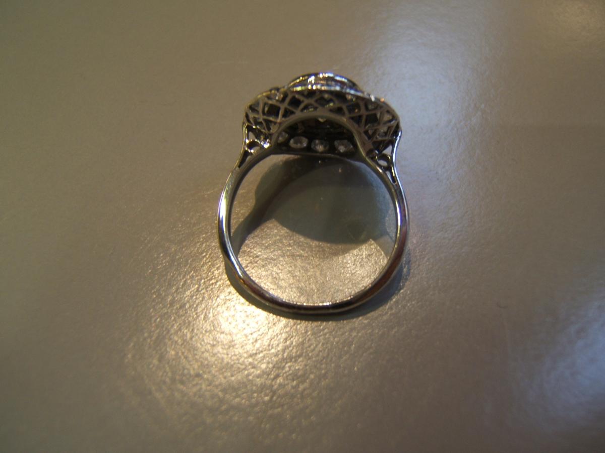 Bague Platine,diamants Et Saphirs époque Art Déco.-photo-4