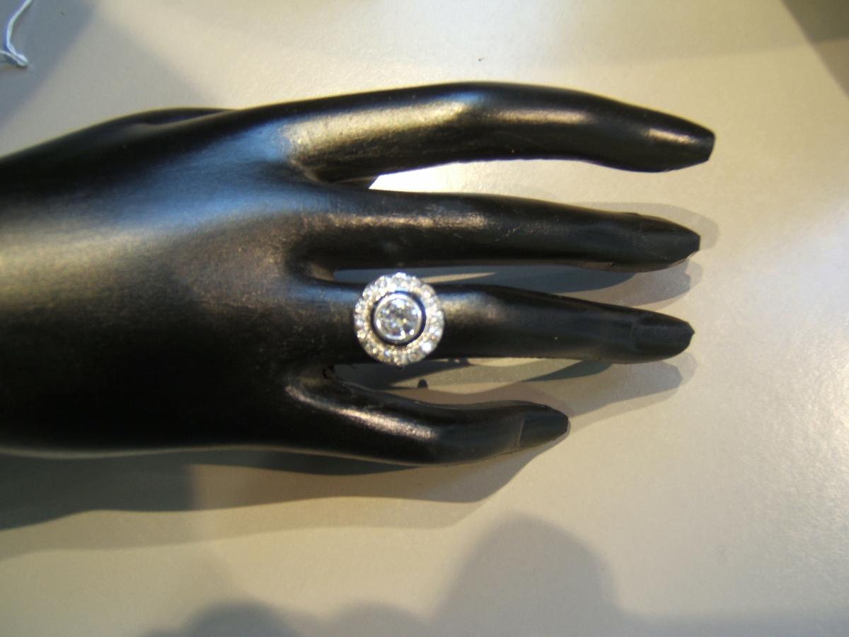 Bague Platine,diamants Et Saphirs époque Art Déco.-photo-2