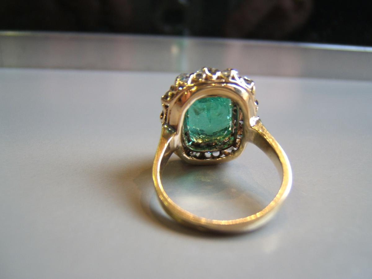 Emerald Ring Of Colombia And Diamonds, Late Nineteenth-photo-3