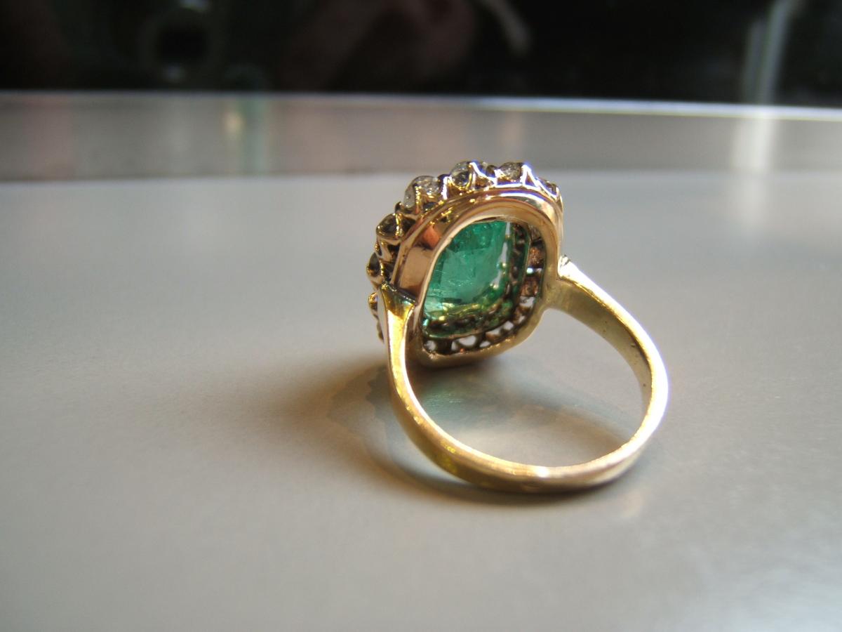 Emerald Ring Of Colombia And Diamonds, Late Nineteenth-photo-4