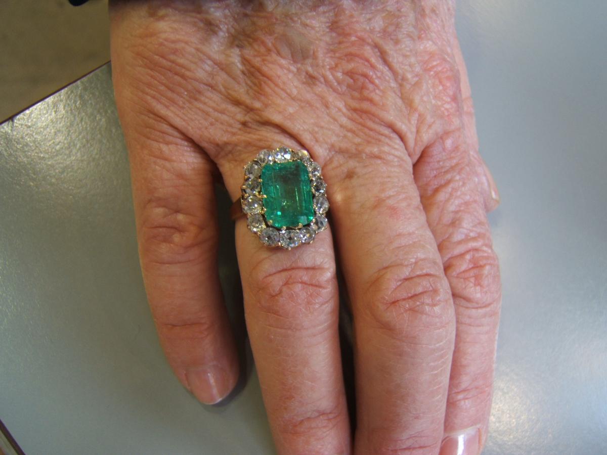 Emerald Ring Of Colombia And Diamonds, Late Nineteenth-photo-4