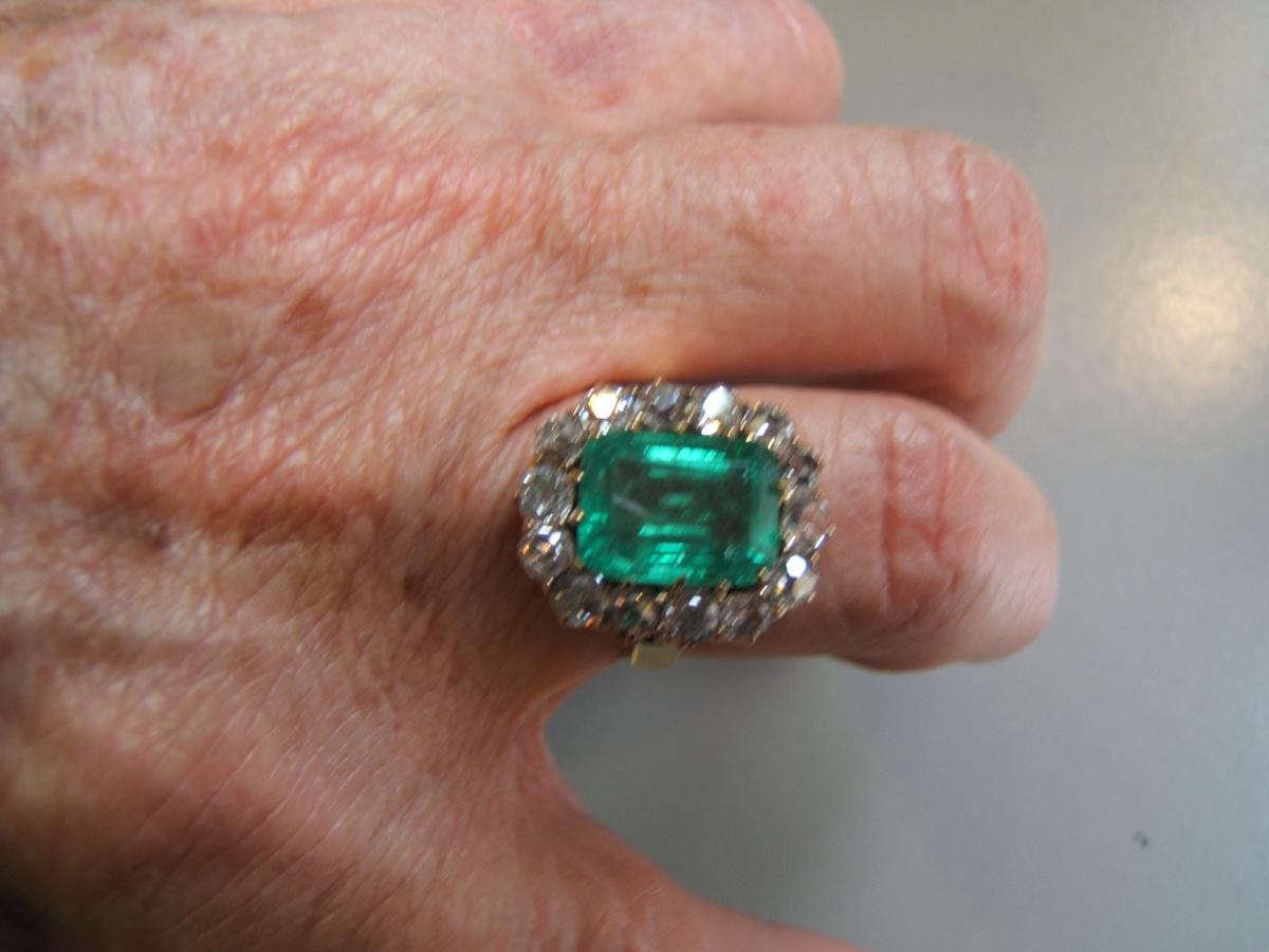 Emerald Ring Of Colombia And Diamonds, Late Nineteenth-photo-5