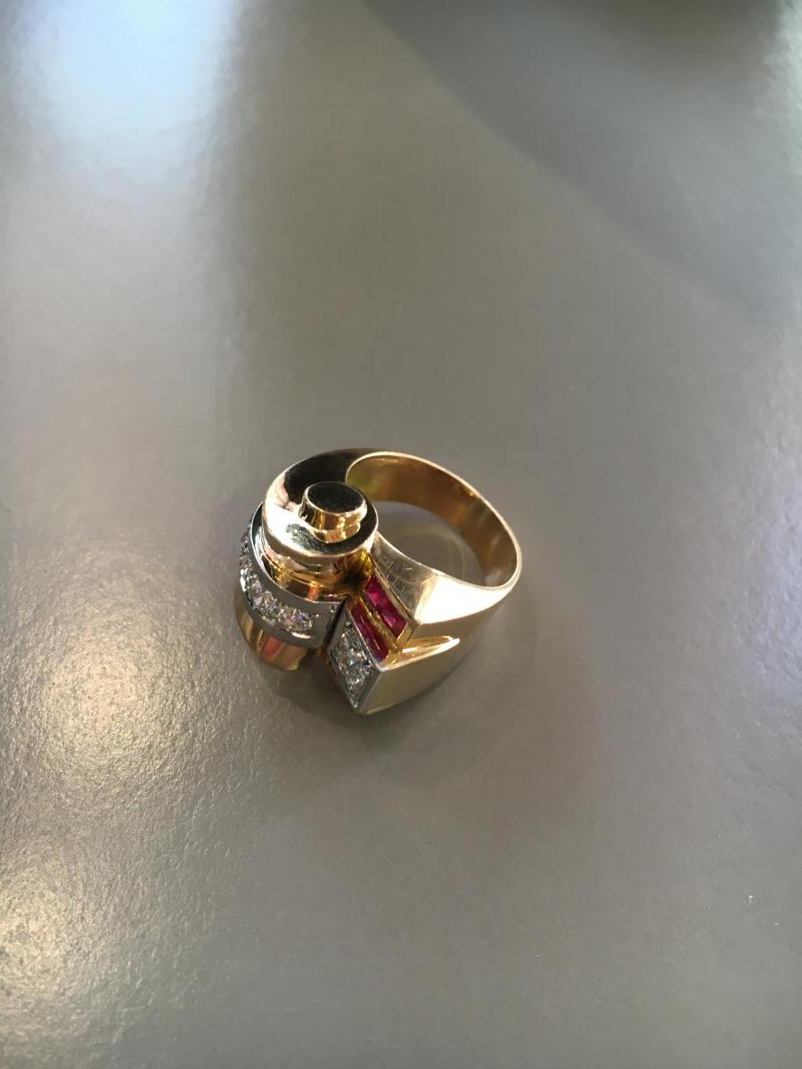 Bague tank or et diamants années 40.-photo-4