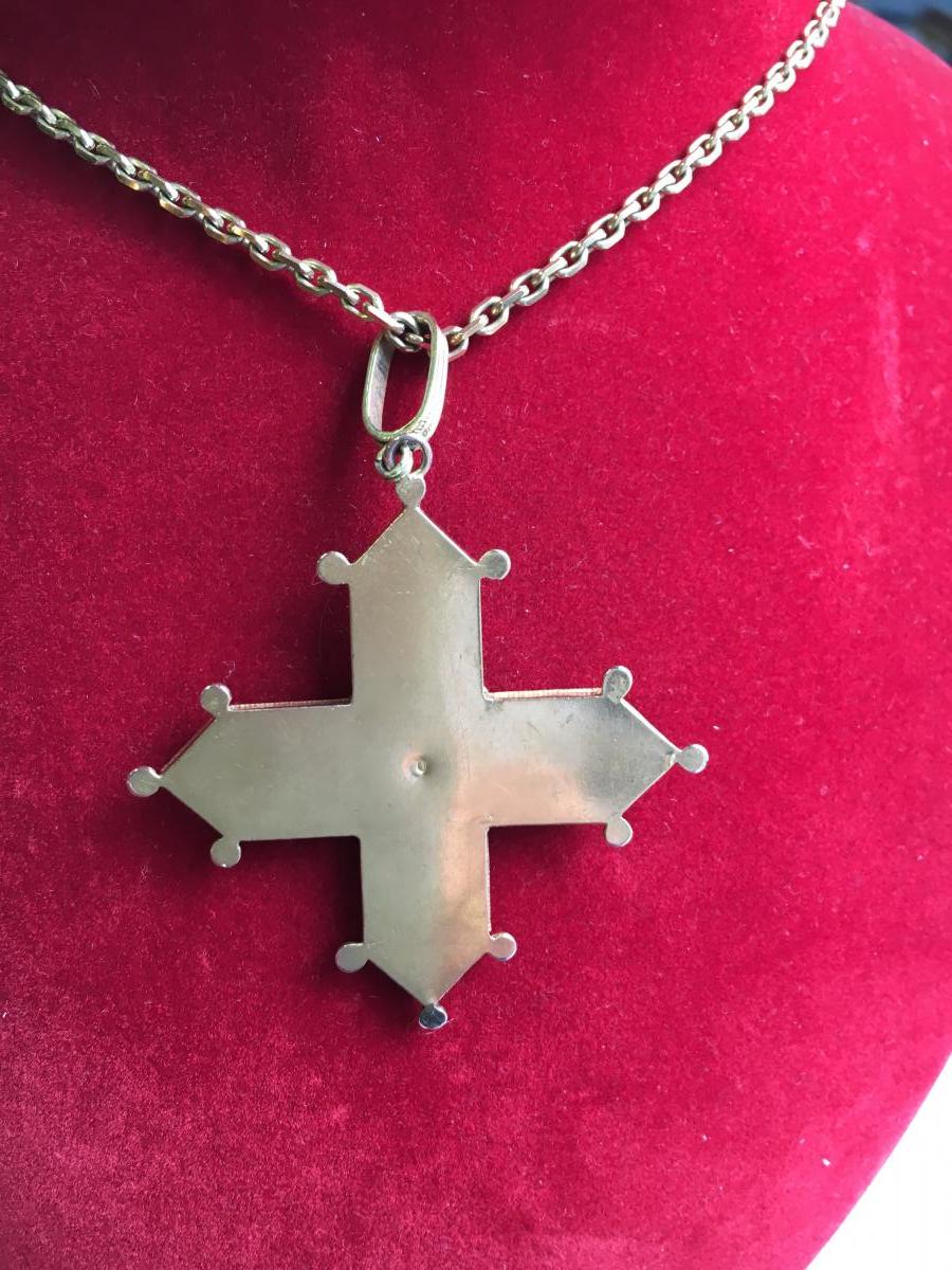 Cross In Gold And Micro Mosaic Middle Of The 19th.-photo-3