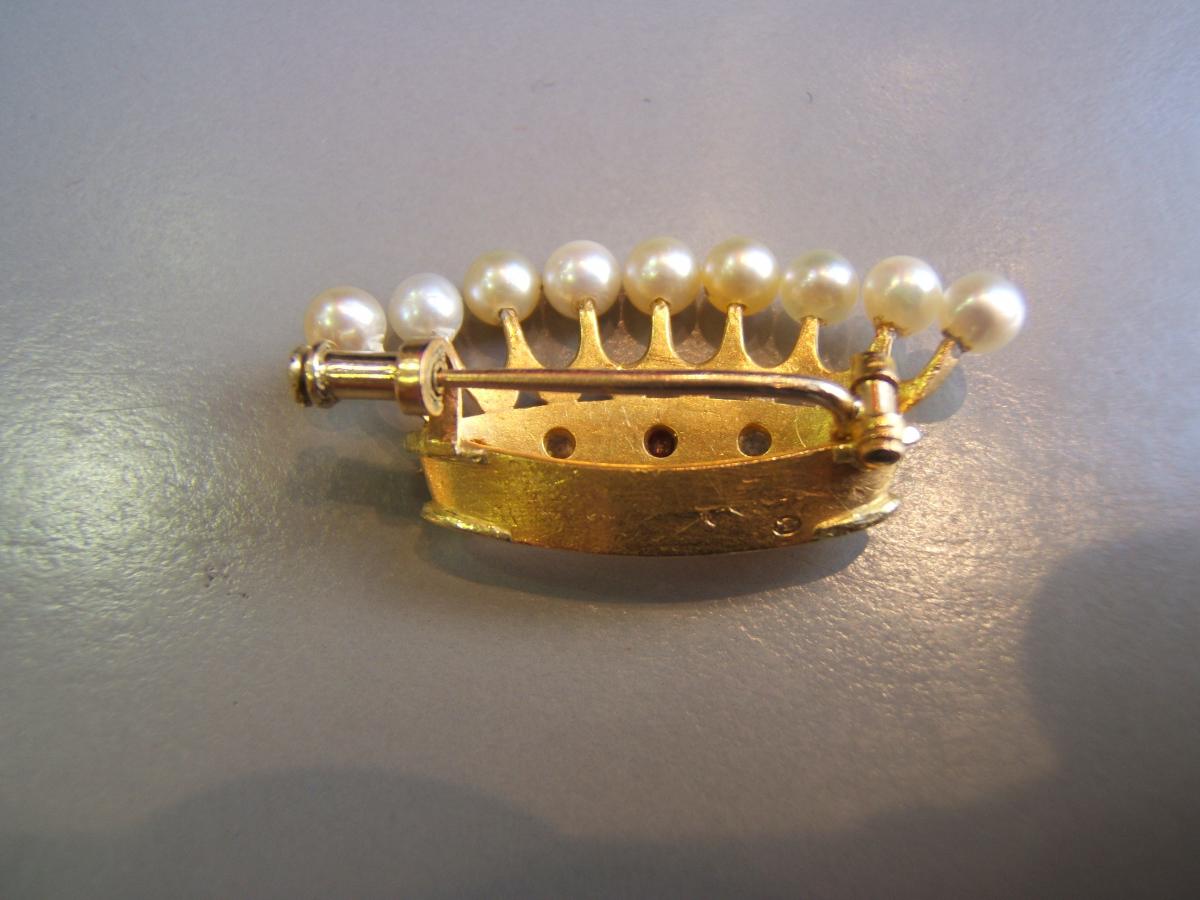 Brooch "crown Comtale" In Gold Nineteenth.-photo-3