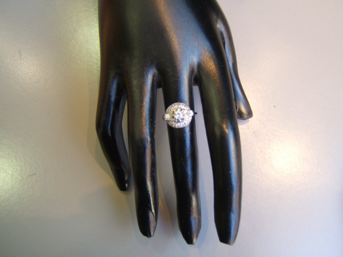 Gold And Platinum Ring, Diamonds, Art Deco Period.-photo-3