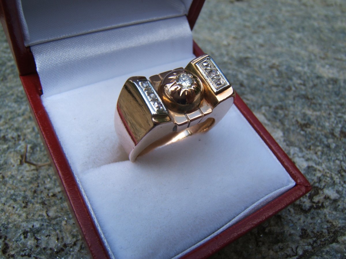 40's Gold And Diamond Ring.-photo-2
