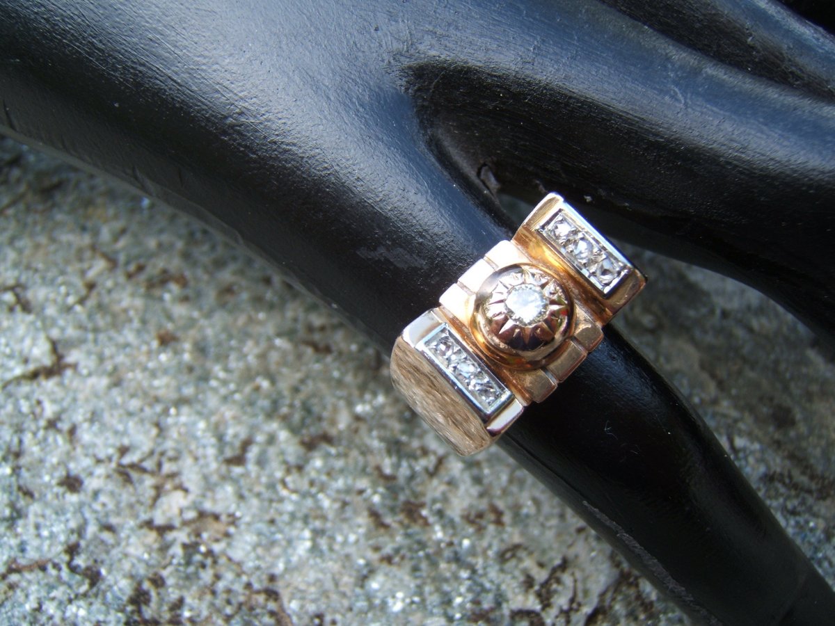 40's Gold And Diamond Ring.-photo-3