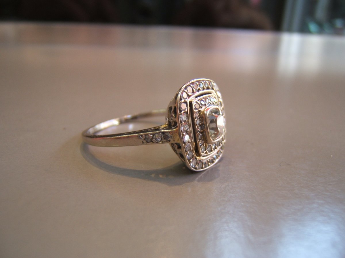 Ring In Platinum And Diamonds, Art Deco Period.-photo-2