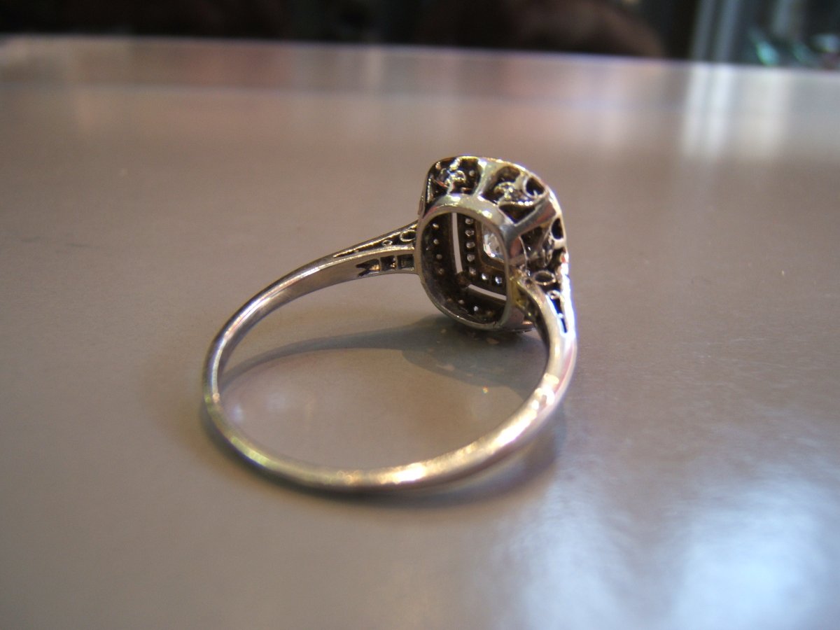 Ring In Platinum And Diamonds, Art Deco Period.-photo-3