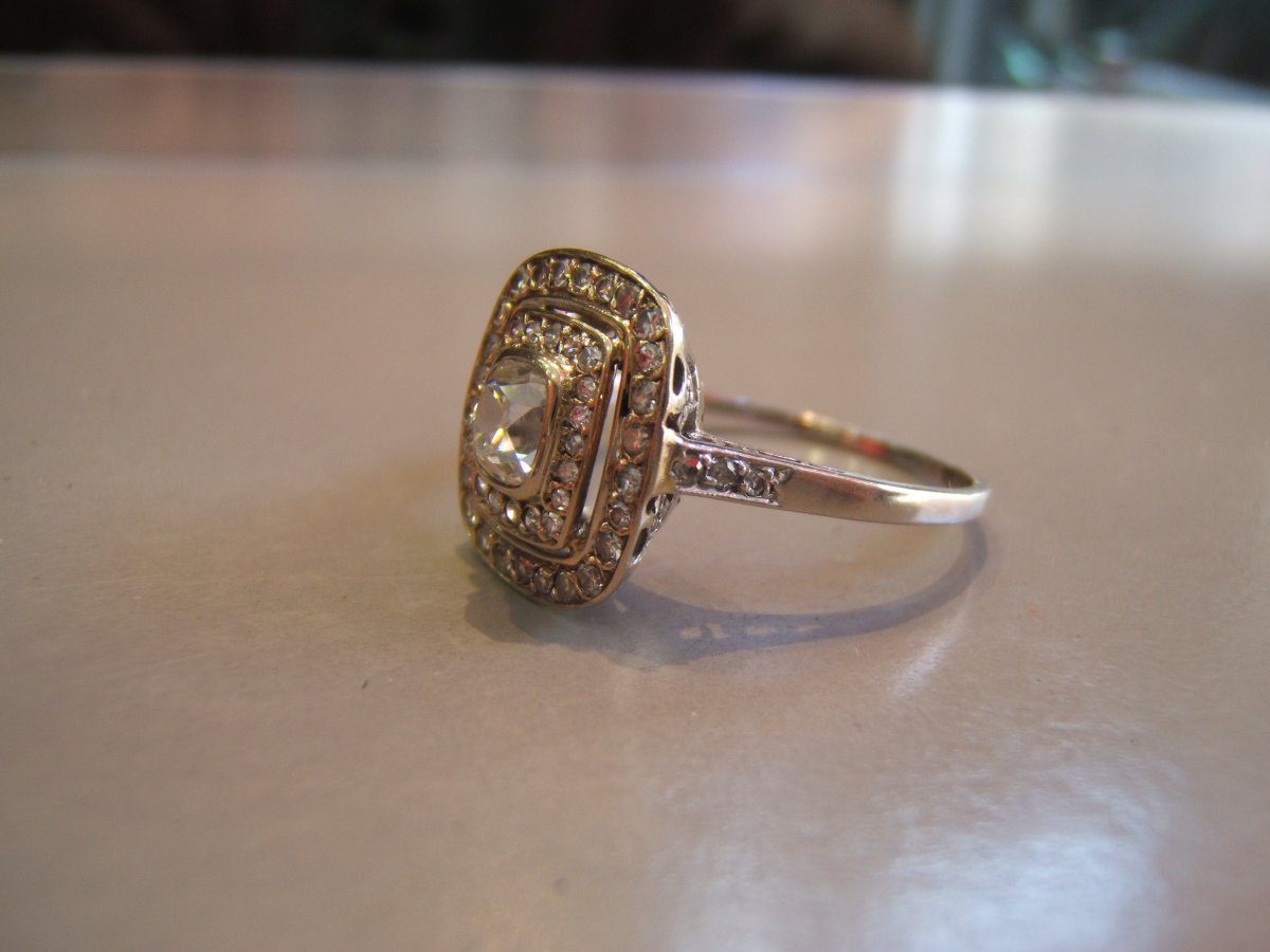 Ring In Platinum And Diamonds, Art Deco Period.-photo-4