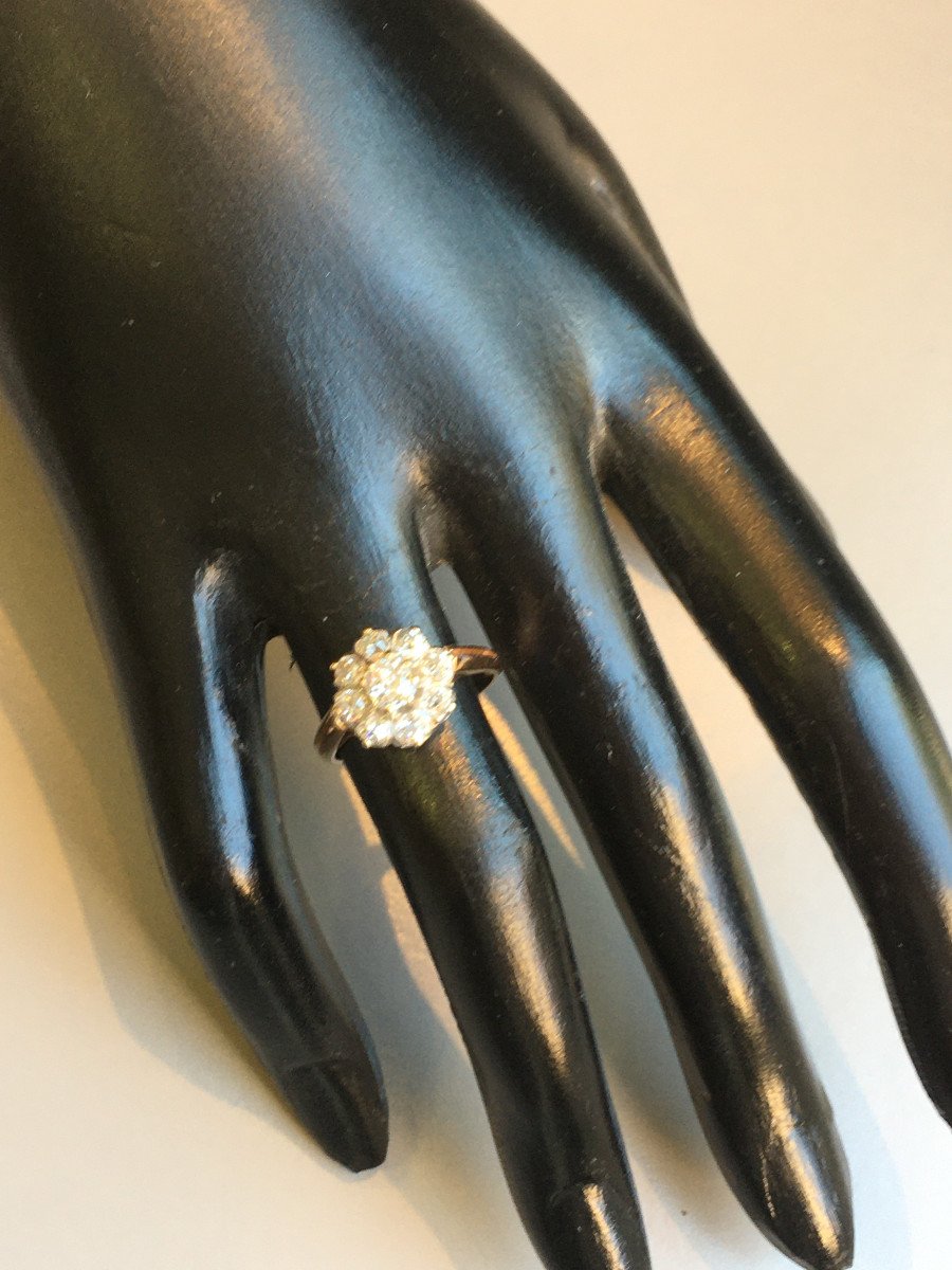 Bague ancienne or et platine,Marguerite en diamants.-photo-1