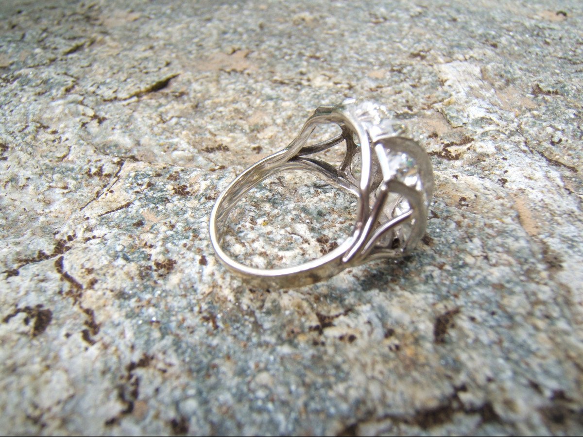 Platinum Ring, Set With Diamonds. Art Deco Period.-photo-4