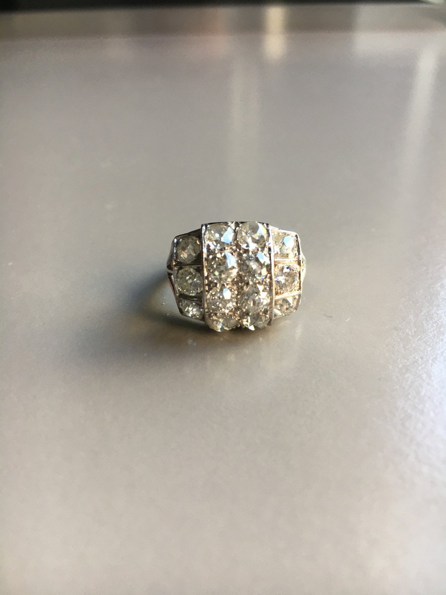 Platinum Ring, Set With Diamonds. Art Deco Period.-photo-5
