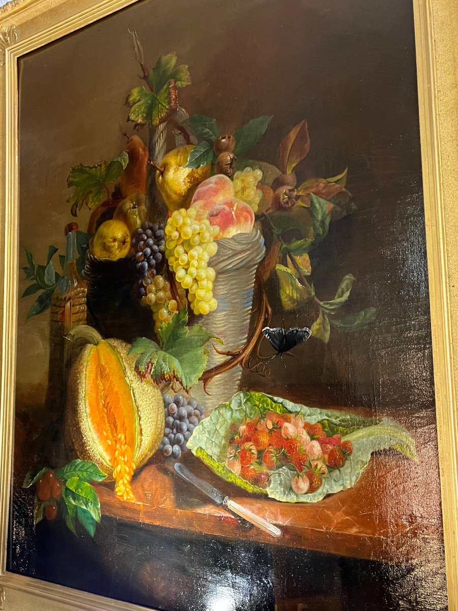 Pair Of Still Lifes, Lyonnaise School Around 1840.-photo-2