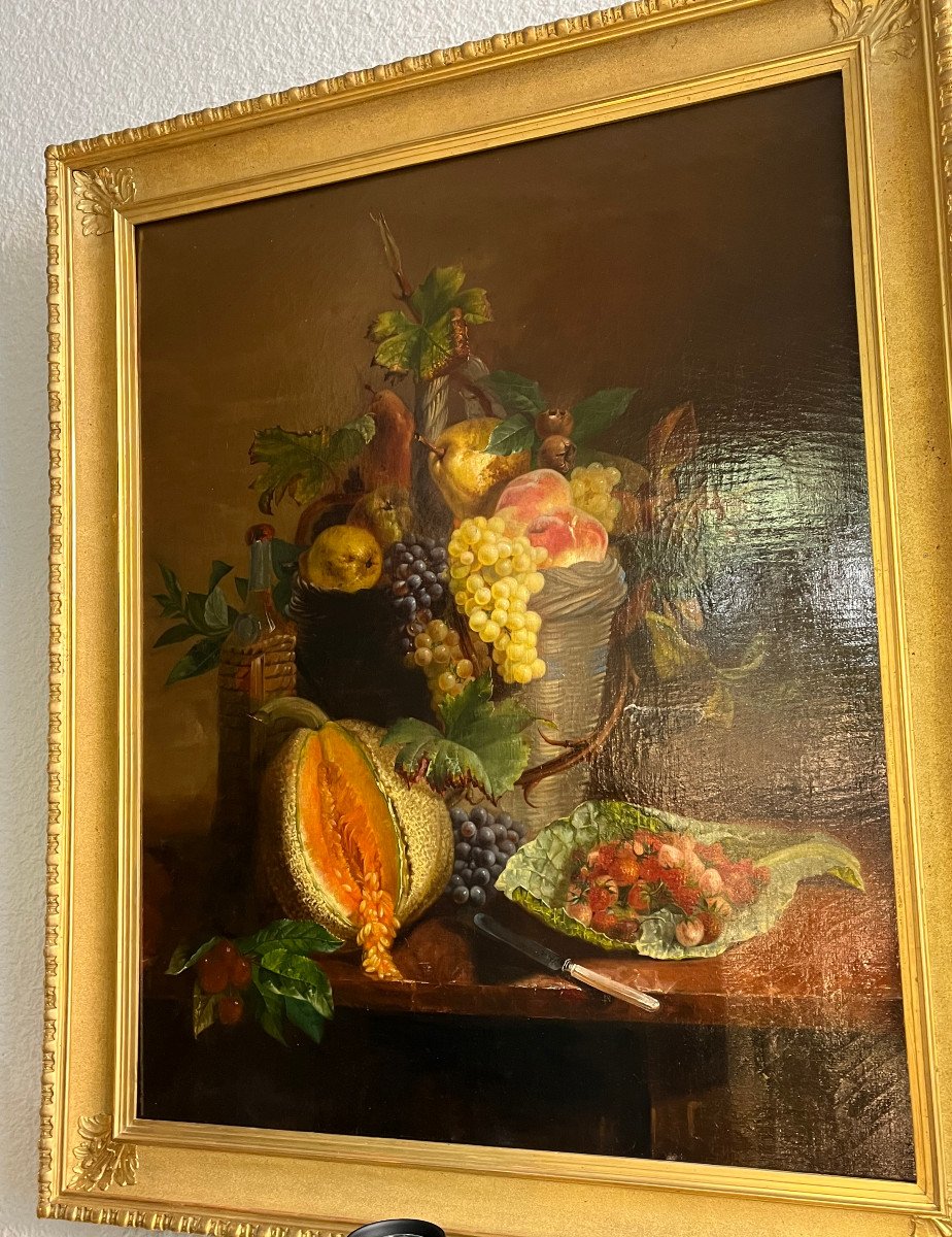 Pair Of Still Lifes, Lyonnaise School Around 1840.-photo-4