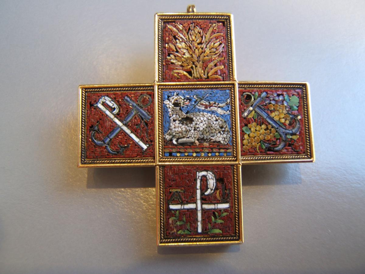Croix or et micro mosaique XIXè-photo-1