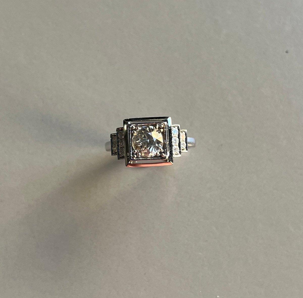 Bague " Art Déco " or et diamants.XXè-photo-3