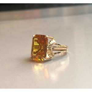Gold And Citrine Ring From The 60s.