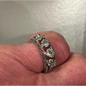 Platinum Diamond Garter Ring. Art Deco.