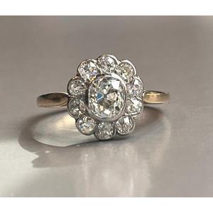 Gold And Platinum Ring, Diamonds, Belle Epoque.