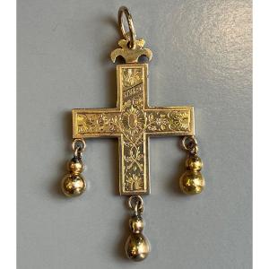 Beaufortin Cross (savoie) In Gold 19th Century.