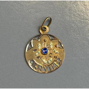 MEDAILLE OR MOIS DE NAISSANCE JANVIER.