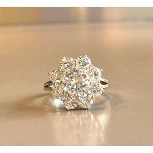 Diamond Daisy Ring—4.20 Carats. 20th Century