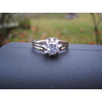 White Gold And Platinum Solitaire, 0.40 Carat Diamond. XXth.