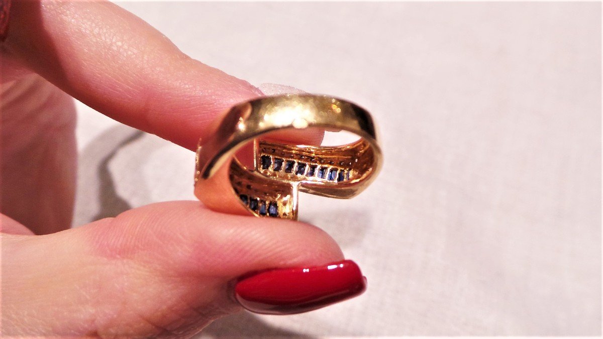 BAGUE -OR -SAPHIRS & DIAMANTS -XX°-photo-1