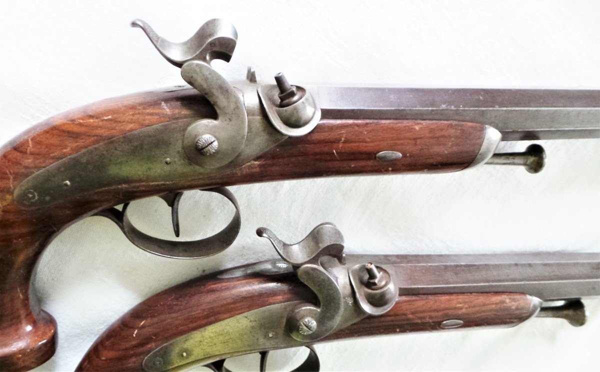 Pair Of Officer's Pistols - "louis-philippe" Period - 1830-1840-photo-2