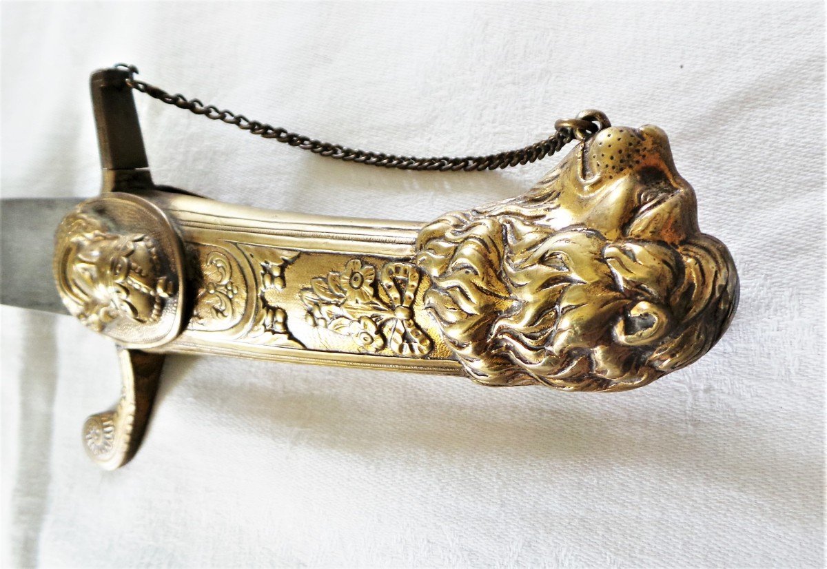 SABRE COURT A TETE DE LION -CONSULAT-EMPIRE- XVIII°-XIX°.-photo-2