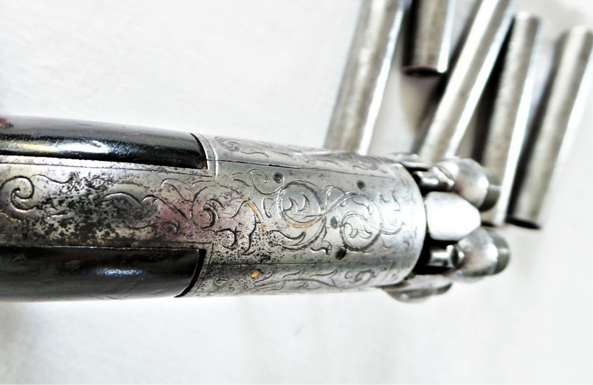 " MARIETTE " -POIVRIERE A 5 CANONS  DAMAS - CALIBRE 9 mm - BREVET 1839 -XIX°-photo-4