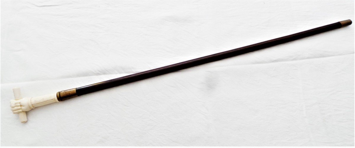 Cane With Pommeau - Firm Hand Holding A Roll - XIX°-photo-2