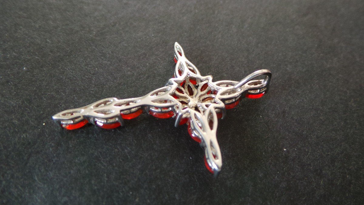 PENDENTIF ORNE D'OPALE DE FEU SUR ARGENT 925- XX°-photo-2