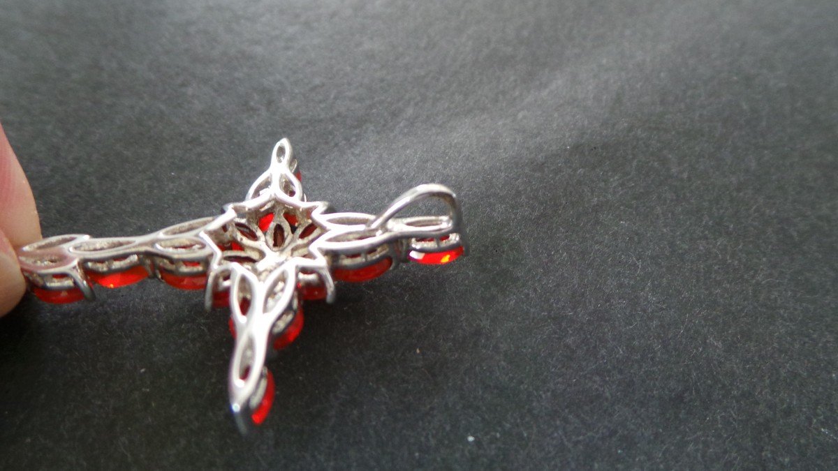 PENDENTIF ORNE D'OPALE DE FEU SUR ARGENT 925- XX°-photo-3