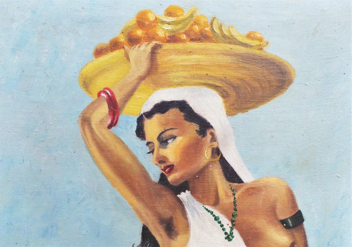 Hst- "woman With Fruit Basket" - Sign: L.beandolo -xx°-photo-2