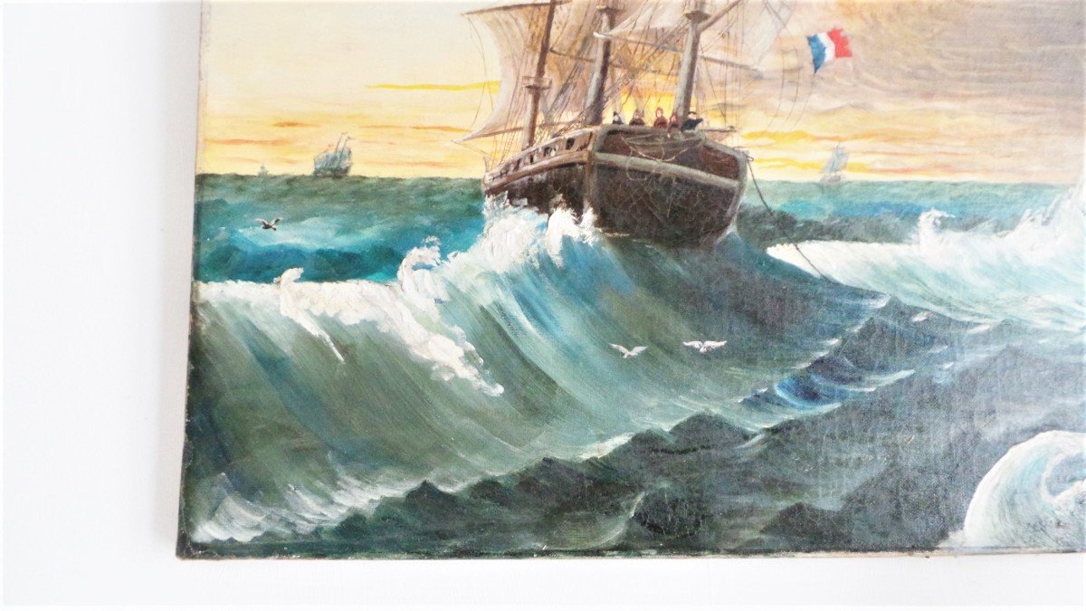 Hst- "triple Mats Flying The French Flag And The Shipwreck" By P . Fox January 1894- XIX°-photo-3