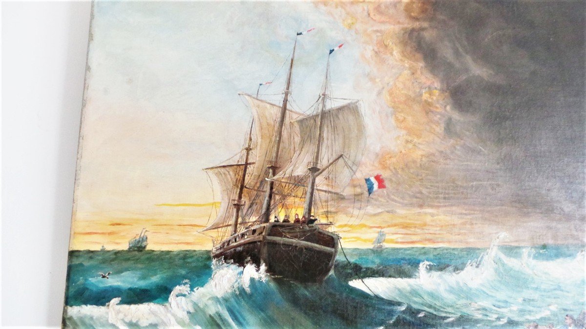 Hst- "triple Mats Flying The French Flag And The Shipwreck" By P . Fox January 1894- XIX°-photo-4