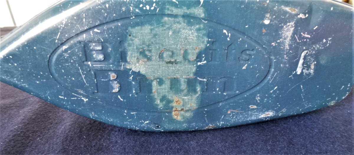 Advertising Box "brown Cookie Boat" In Lithographed Steel - Year 30 - XX°-photo-1