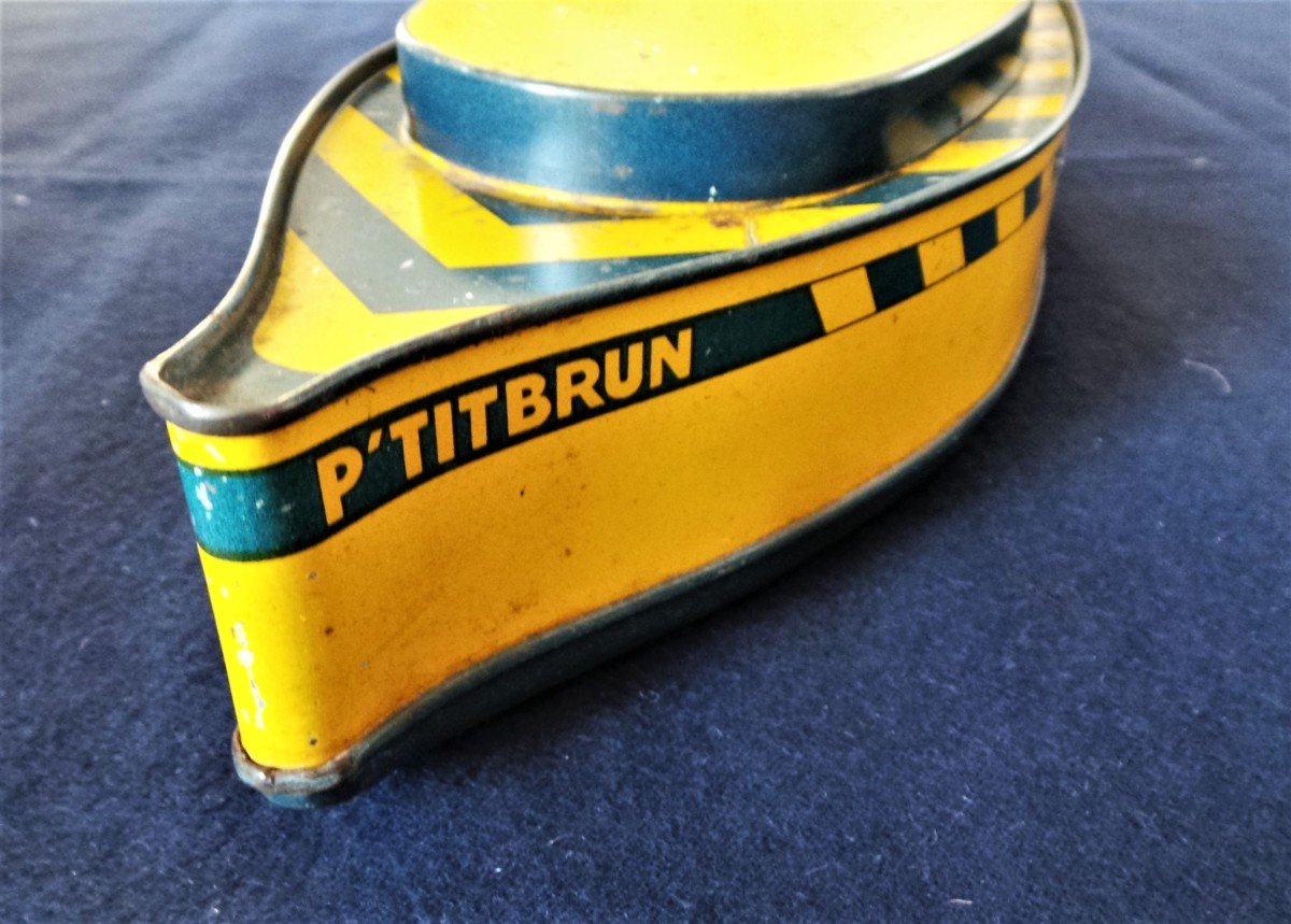 Advertising Box "brown Cookie Boat" In Lithographed Steel - Year 30 - XX°-photo-2