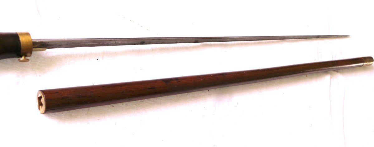 Cane With System - Sword With Triangular Blade - 19th Century