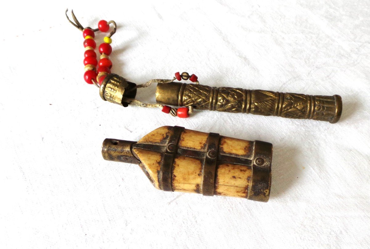 ETUI RITUEL ET PORTE BAGUETTE - TIBET-NEPAL - XIX°-photo-2