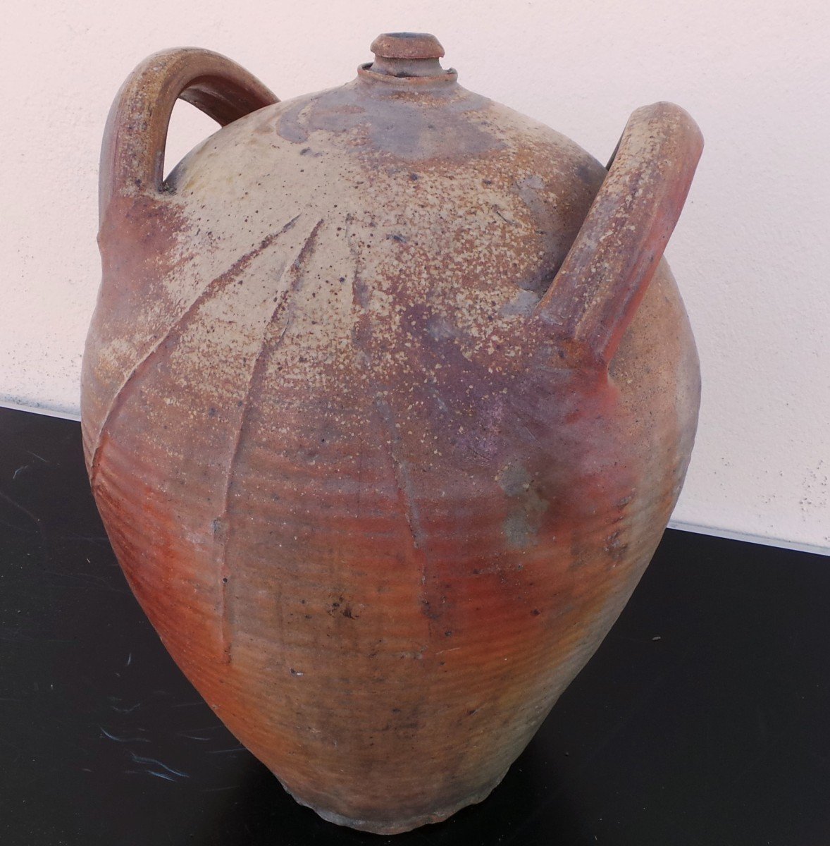 Terracotta Vinegar Jar From The Puisaye Region - 19th Century-photo-2